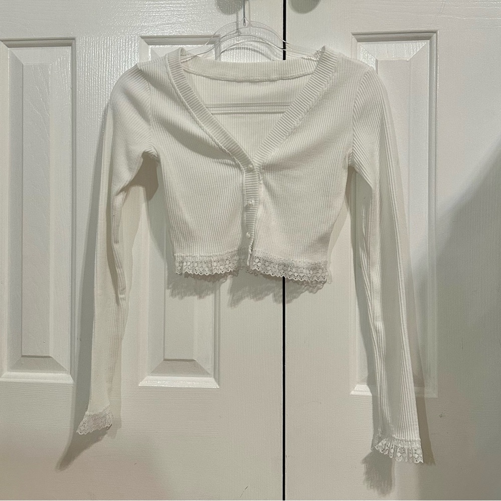 Button-up Cropped Top with Lace